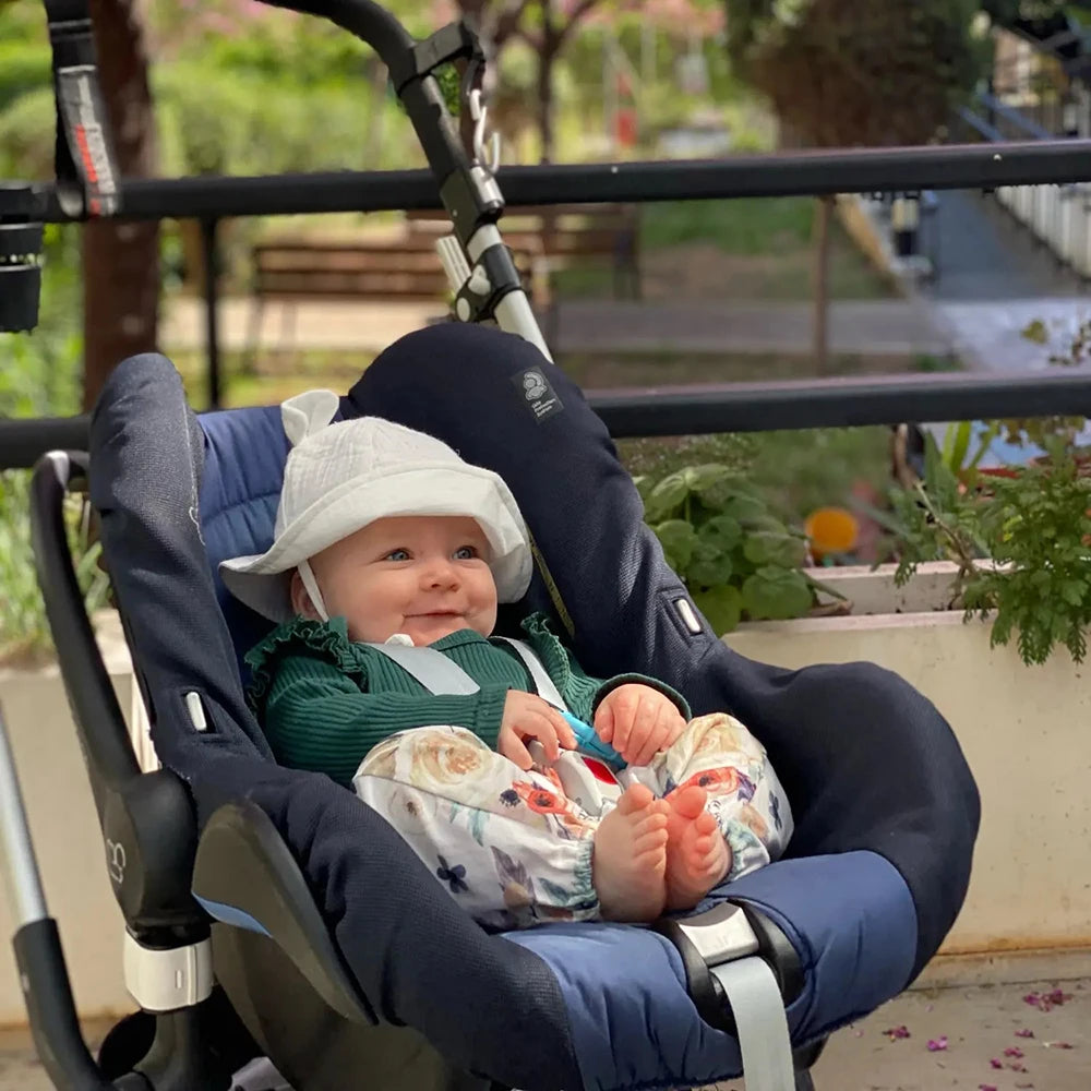 Cappellino da Sole Neonato in Mussola di Cotone – Panama Unisex 3-12 Mesi