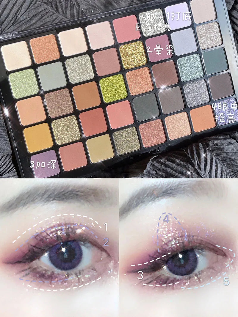DIKALU Palette Ombretti 40 Colori – Glitter, Opachi e Metallici, Impermeabile