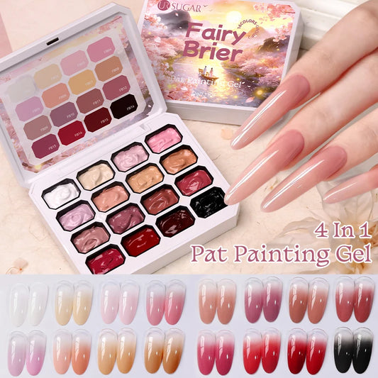 UR SUGAR Gel Nail Art 4 in 1 – 16 Colori per Sfumature, Stamping e Pittura UV/LED