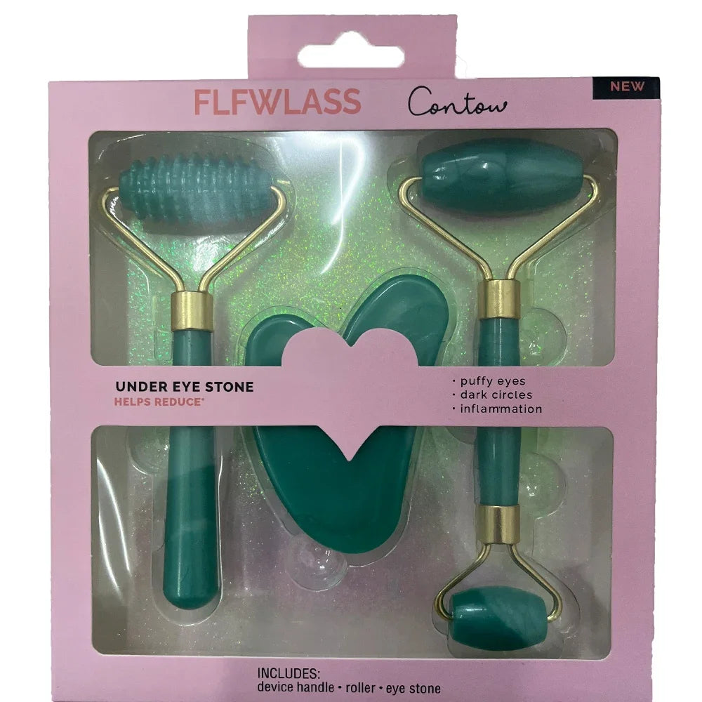 Set Rullo Viso e Gua Sha in Resina — Massaggio Anti-Rughe