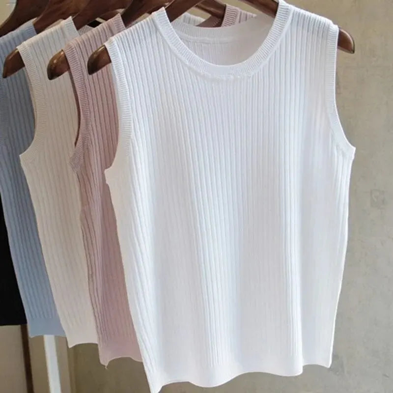 Top Gilet a Maglia Senza Maniche – Collo Tondo, Fit Slim, 5 Colori | Estate 2026