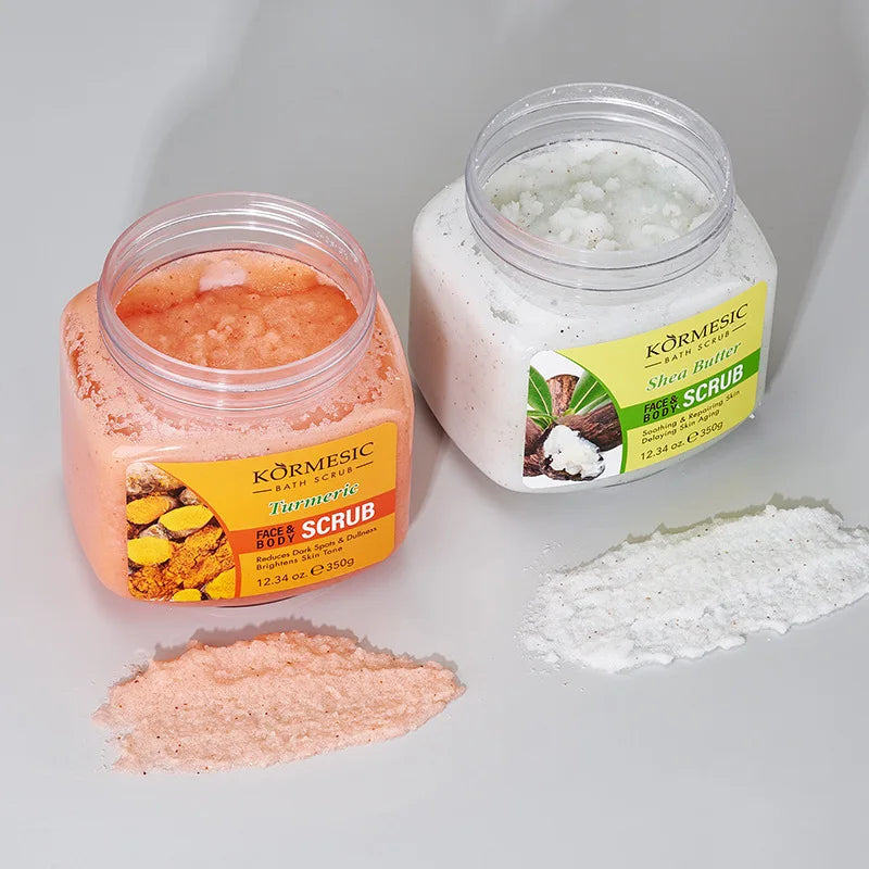 Scrub Corpo KORMESIC – Esfoliante Viso e Corpo Idratante | Curcuma, Rosa, Latte, Shea
