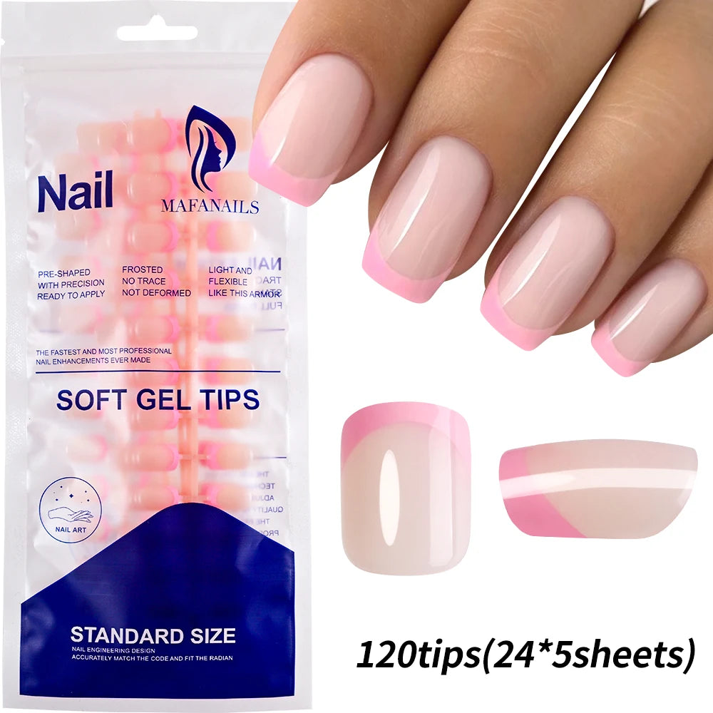 240/120 pz Estate Colorato Unghie Finte Breve Quadrato Presse sulle Unghie Francese Acrilico Manicure Unghie artistiche Lucido Copertura Completa Unghie Finte