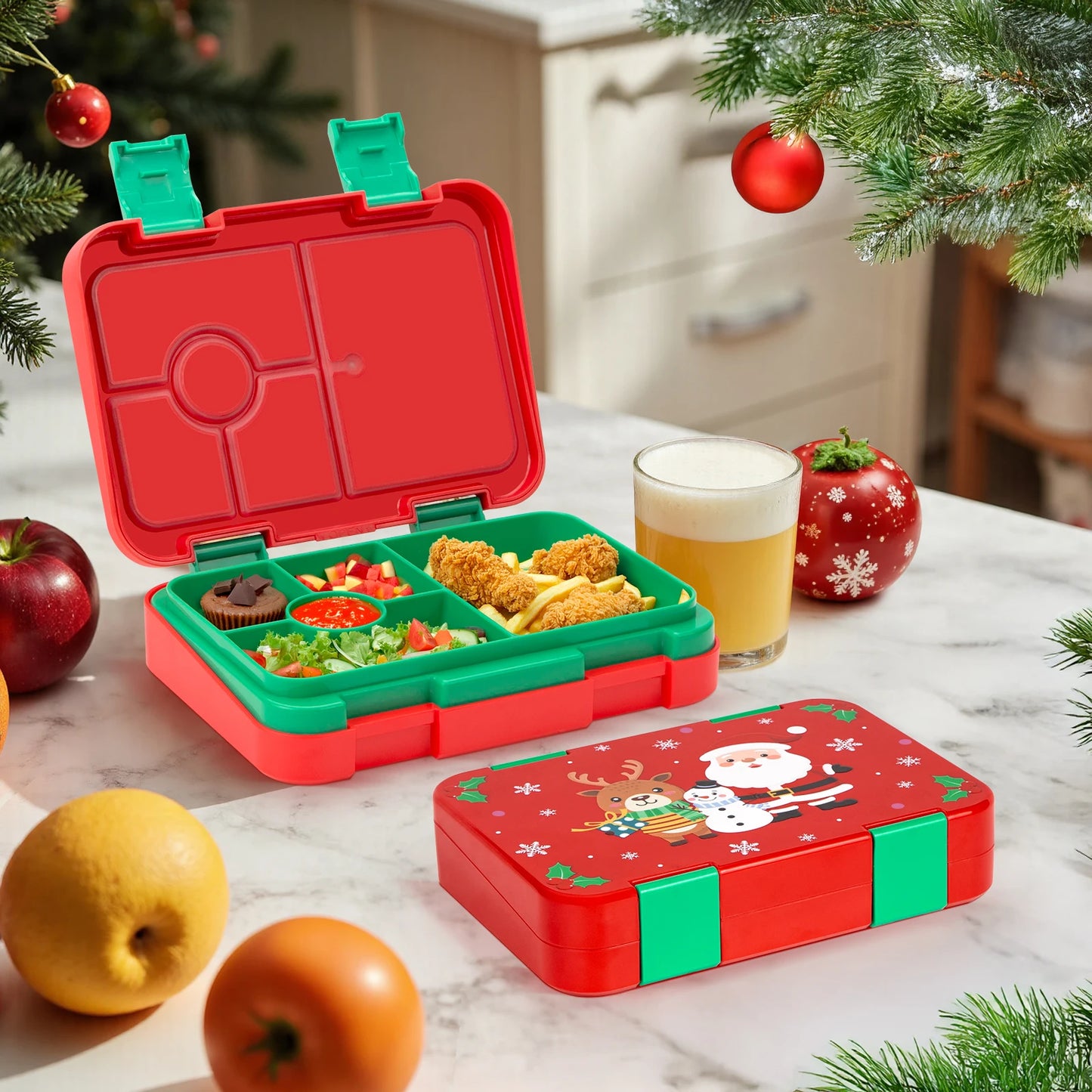 Bento Box per Bambini — Portapranzo 2 Livelli 5 Scomparti, Sicuro per Microonde, A Prova di Perdite