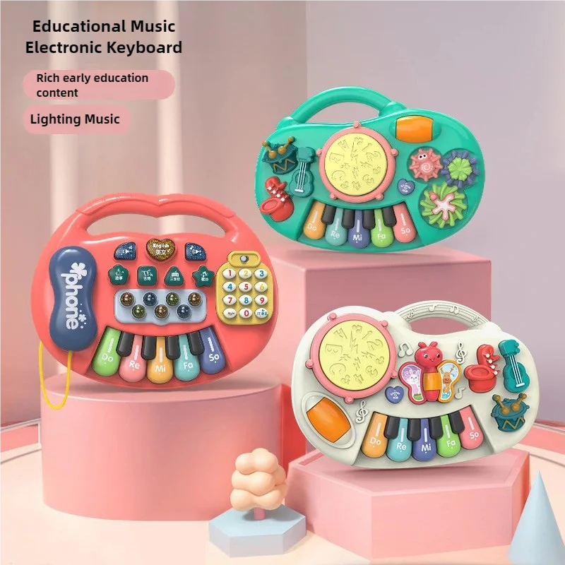 Giocattolo musicale per bambini con suono di animali Tastiera per pianoforte per bambini Strumento musicale elettrico lampeggiante Giocattoli educativi precoci per bambini