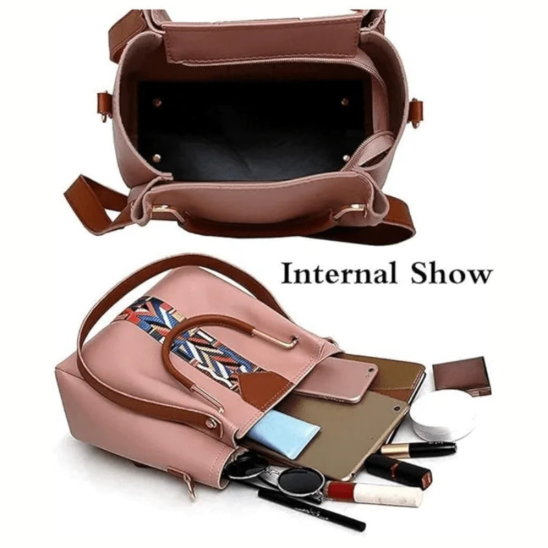 Set 4 Borse Donna in Pelle PU – Tracolla + Borsa a Mano + Pochette + Portacarte | 8 Colori