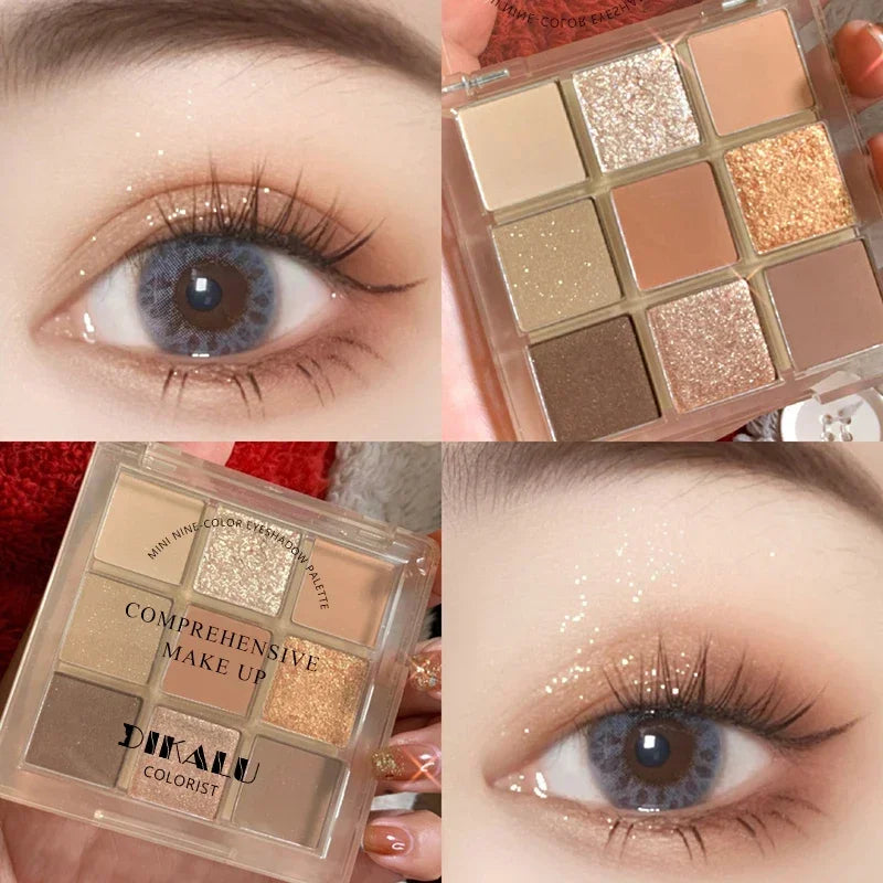 Tavolozza Ombretti 9 Colori — Matte, Glitter e Metallico