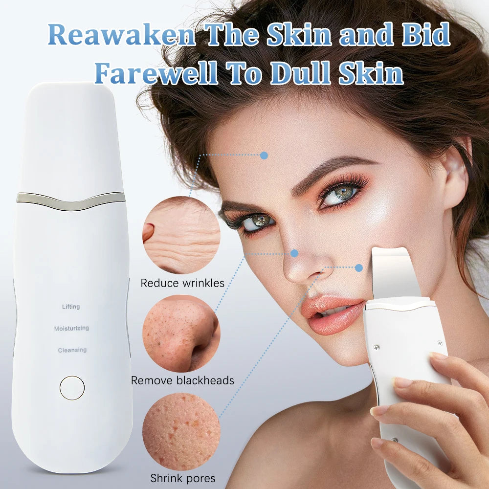 Elettrico Ad Ultrasuoni Scrubber Della Pelle Vibrazione Viso Spatola Peeling Rimozione di Comedone Lifting Del Viso Pulizia Ad Ultrasuoni Cura Della Pelle