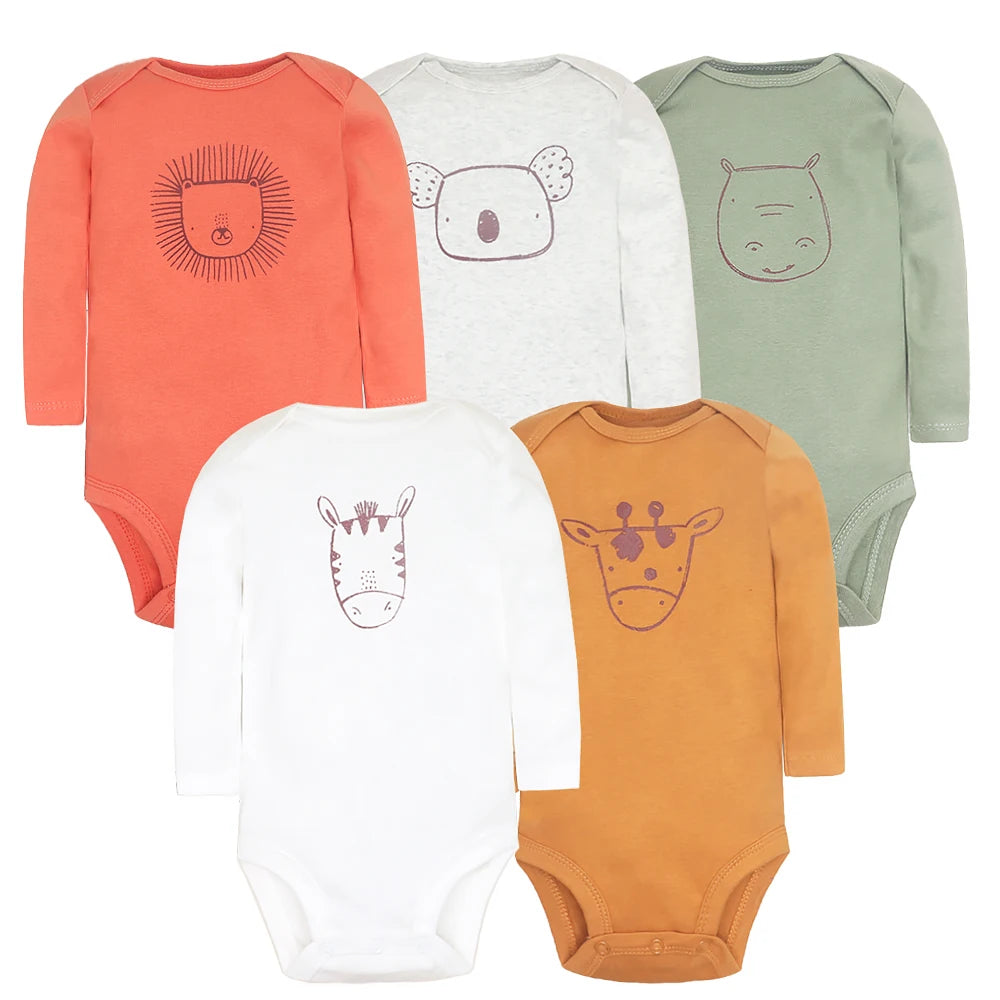 3-5 pz/lotto body per bambini maniche lunghe vestiti per neonati 100% cotone abbigliamento per bambini in cartone animato vestiti per bambina neonato