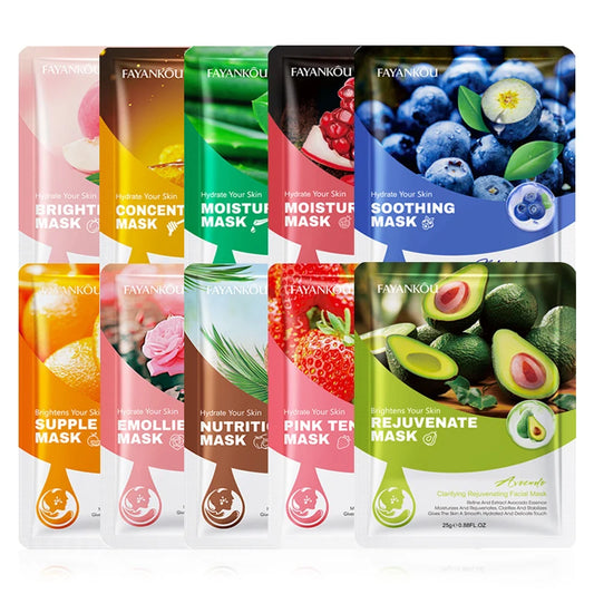 Set 10 Maschere Viso alla Frutta — Idratanti e Rassodanti