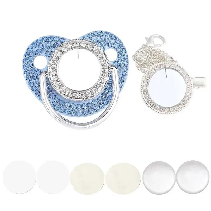 Ciuccio Sublimabile con Strass e Clip Portaciuccio – Set Neonato Senza BPA