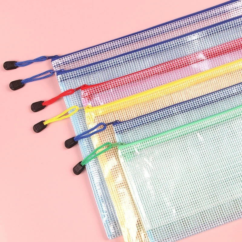 Set 5 Bustine in Rete con Cerniera A4/A6 – Impermeabili per Scuola, Ufficio & Viaggio