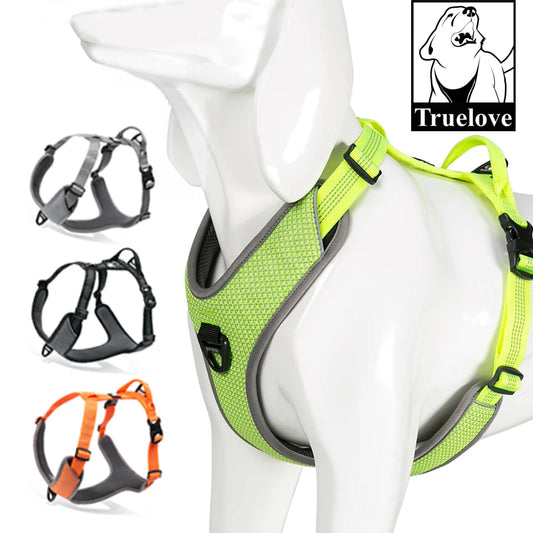Truelove Pettorina Riflettente per Cani – Gilet Antitraino con Maniglia | XS-XL