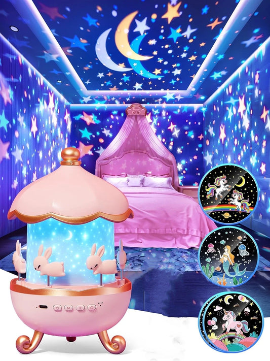 Proiettore stellare per bambini 12 pellicole Luci stellare per proiettore da soffitto Lampada notturna per bambini con altoparlante Bluetooth Regali squisiti