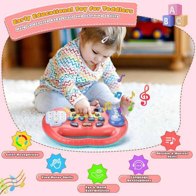 Giocattolo musicale per bambini con suono di animali Tastiera per pianoforte per bambini Strumento musicale elettrico lampeggiante Giocattoli educativi precoci per bambini