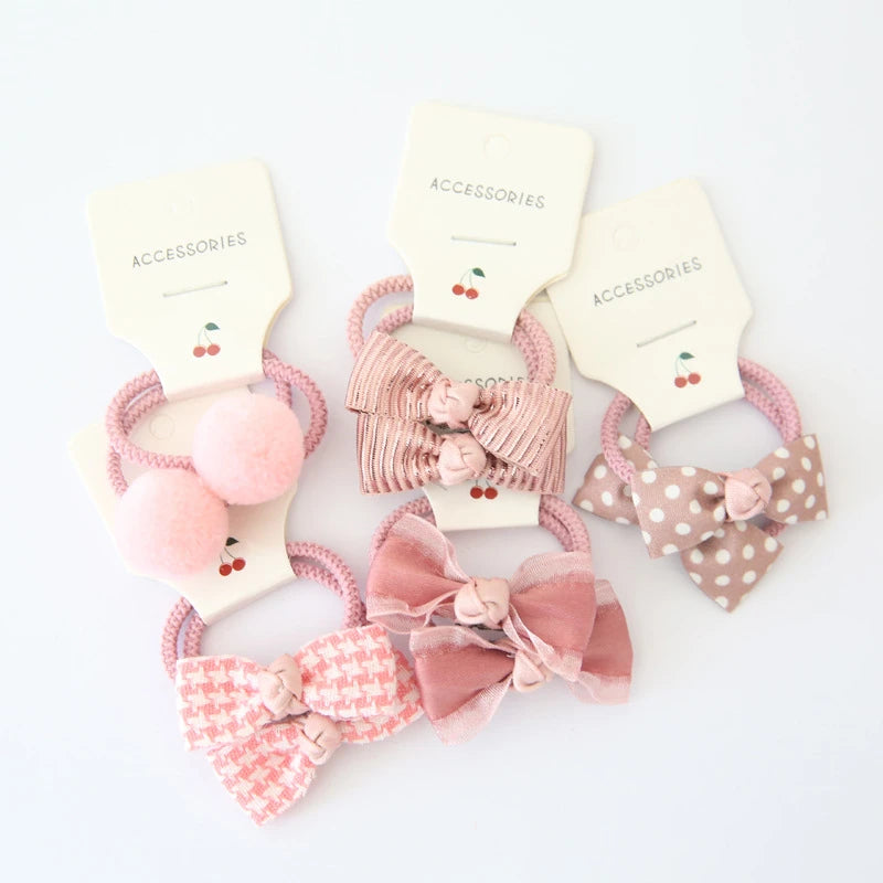 Set 10 Elastici per Capelli Bambina — Fiocchi e Nodi, 19 Colori