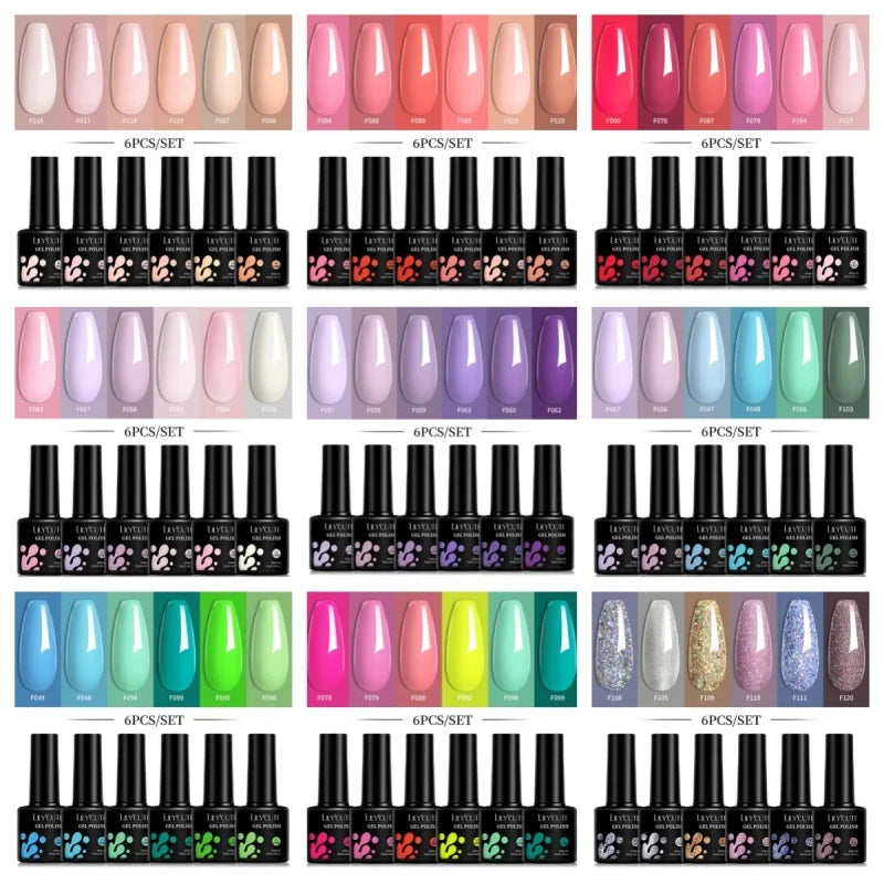LILYCUTE Set di 6 Smalti Gel per Unghie Fai-da-Te 7ML, Rosa Brillante, Accessori per Nail Art, Smalto Gel UV LED Soak-Off