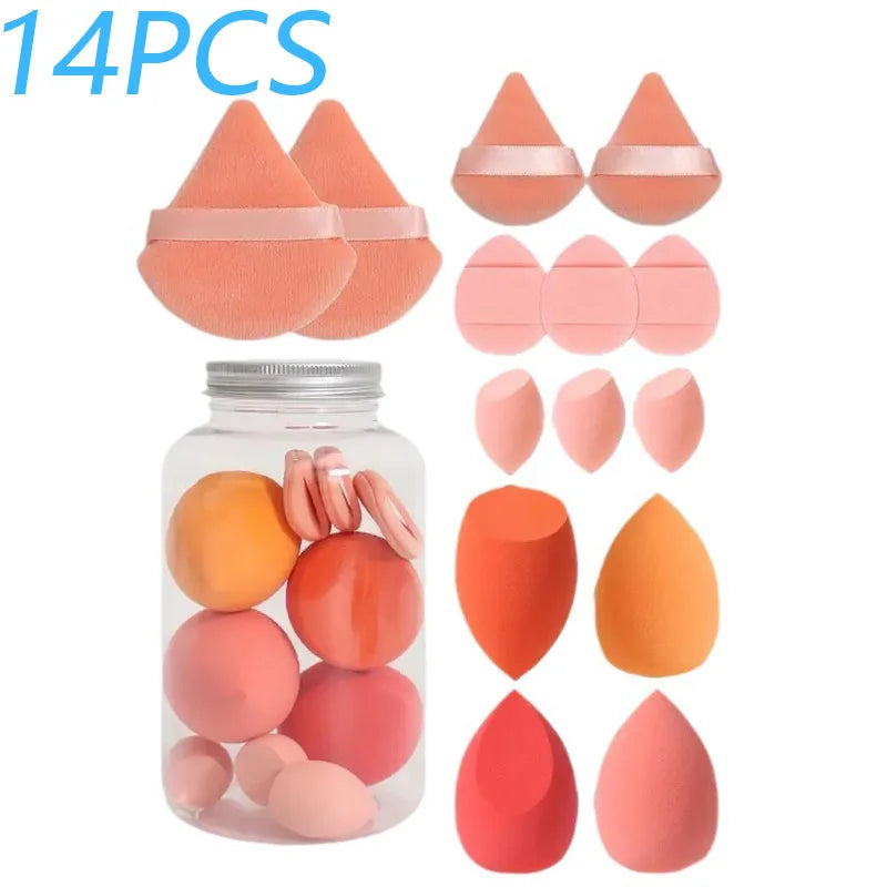 Set 14 Spugnette Trucco in Velluto con Contenitore – Beauty Blender Piumini Cipria
