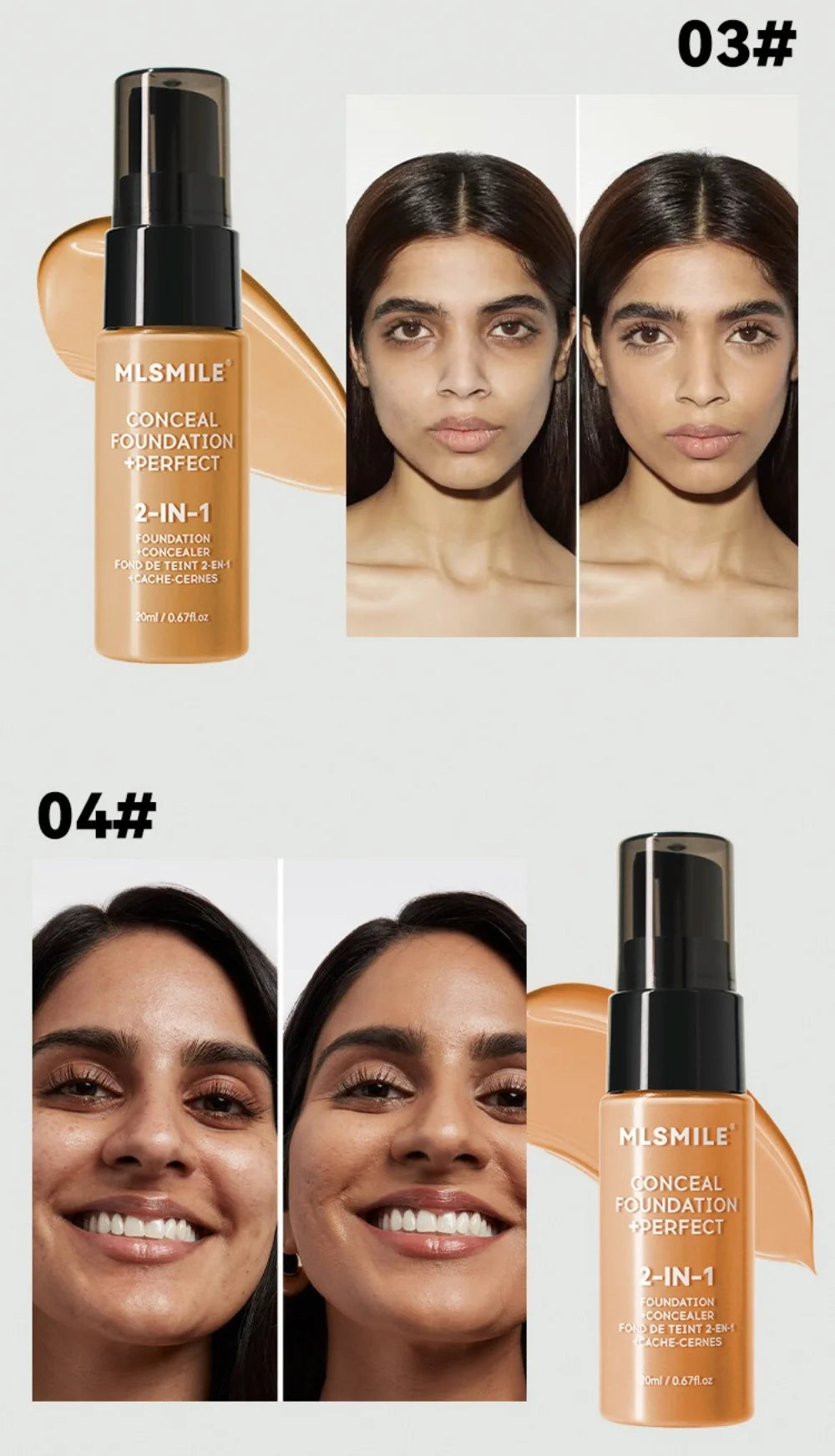 Fondotinta Liquido Opaco a Lunga Durata – Controllo Olio, Correttore & BB Cream | Trucco Professionale