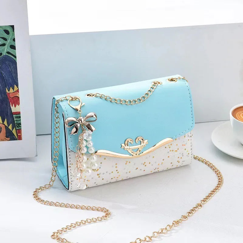Borsa alla moda da donna Borse a tracolla singole con paillettes alla moda Custodia per cellulare Borsa da donna in pelle PU con pendente a nappa