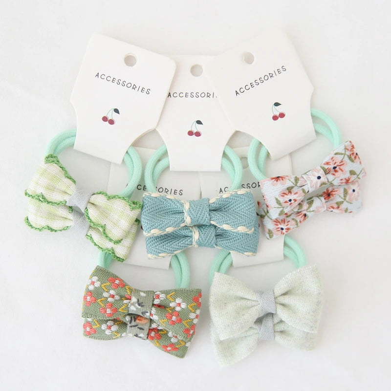 Set 10 Elastici per Capelli Bambina — Fiocchi e Nodi, 19 Colori
