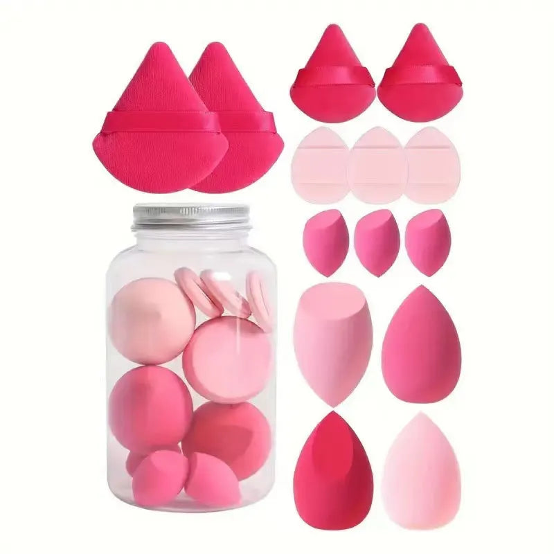 Set 14 Spugnette Trucco in Velluto con Contenitore – Beauty Blender Piumini Cipria