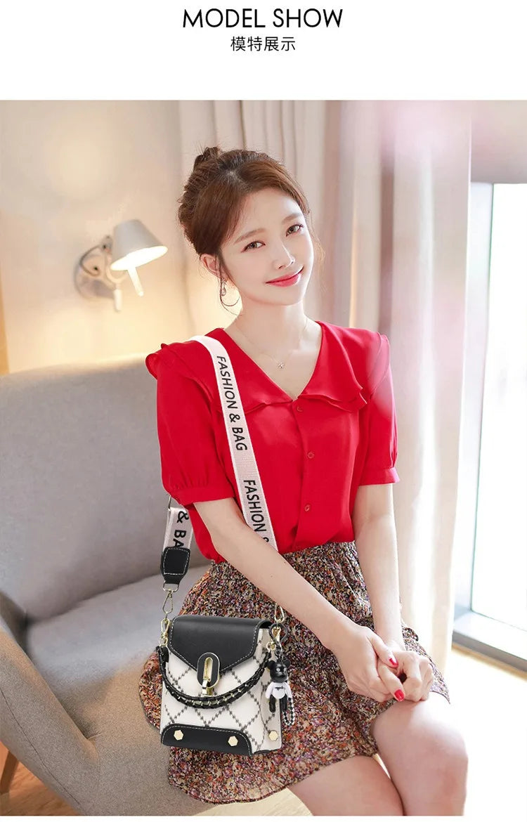 Versione coreana della piccola borsa quadrata semplice e alla moda, versatile borsa a tracolla alla moda, mini telefono cellulare alla moda