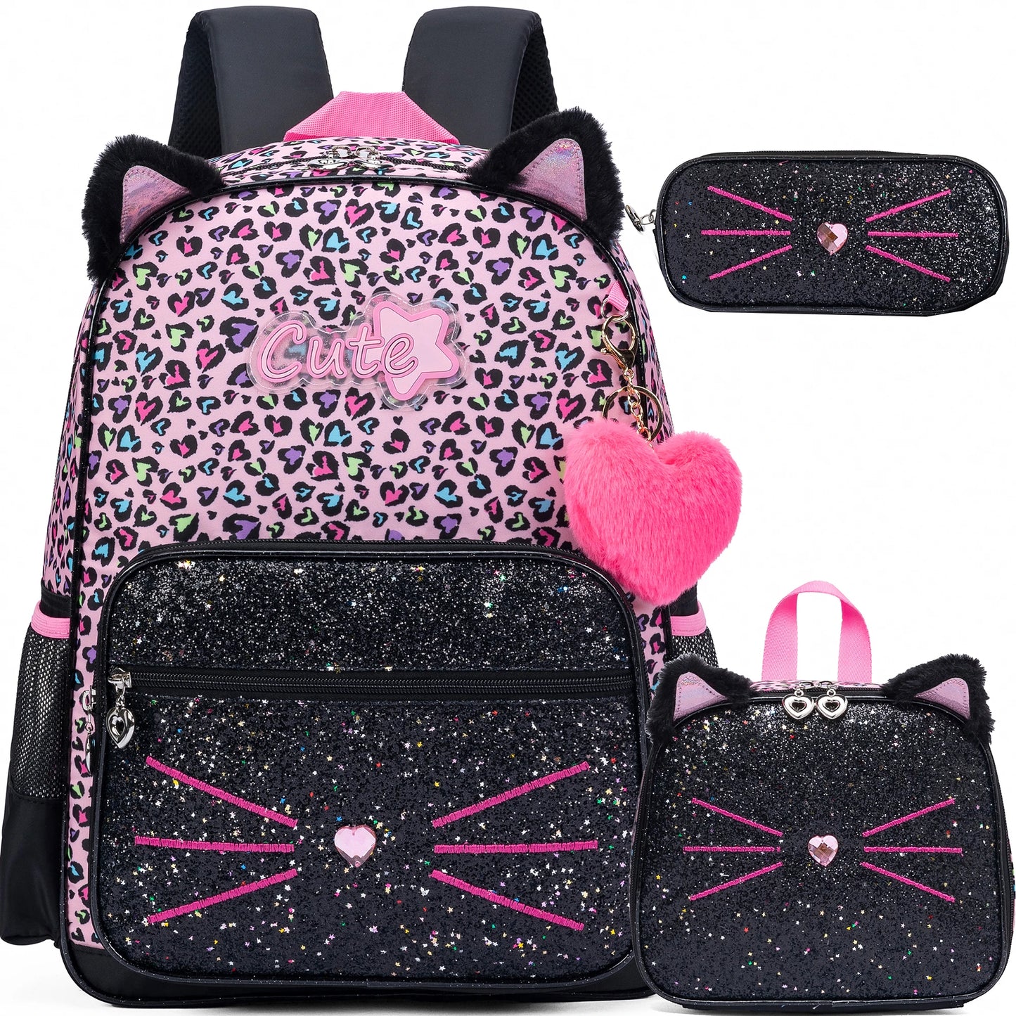 Zaino Scuola per Ragazze con Lunch Box — Set 3 Pezzi