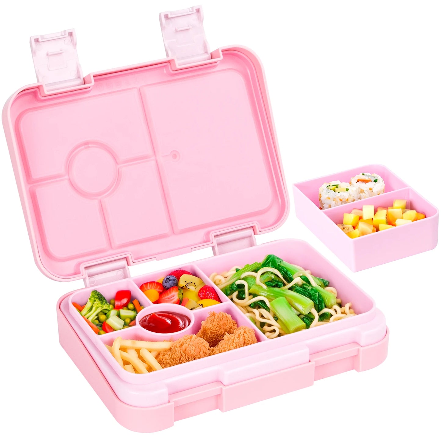 Bento Box per Bambini — Portapranzo 2 Livelli 5 Scomparti, Sicuro per Microonde, A Prova di Perdite
