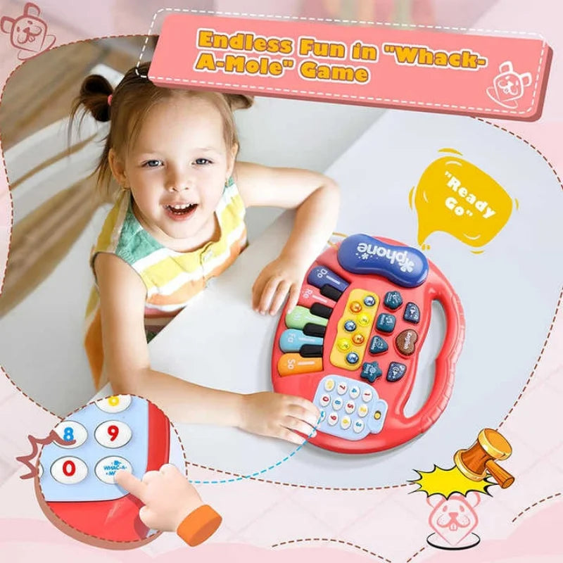 Giocattolo musicale per bambini con suono di animali Tastiera per pianoforte per bambini Strumento musicale elettrico lampeggiante Giocattoli educativi precoci per bambini