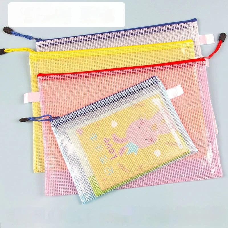 Set 5 Bustine in Rete con Cerniera A4/A6 – Impermeabili per Scuola, Ufficio & Viaggio