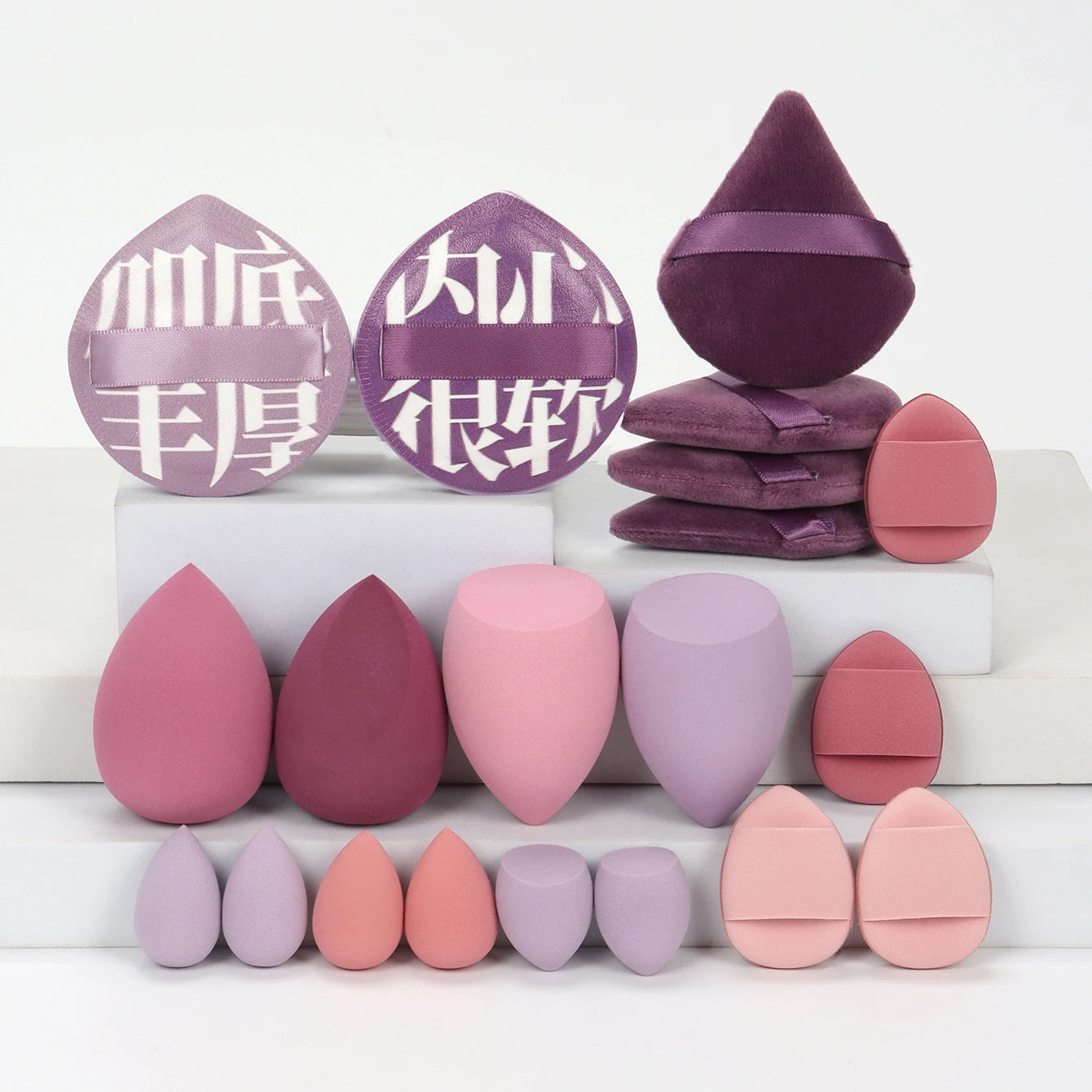 Set 20 Spugnette per Trucco 6cm – Per Crema, Cipria e Correttore, 16 Colori