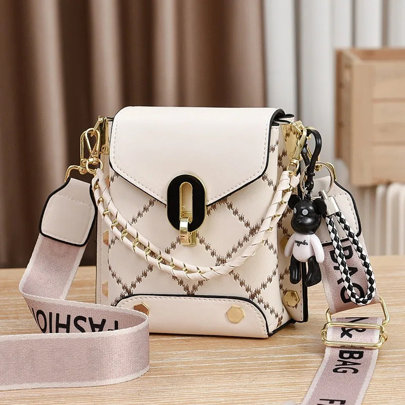 Versione coreana della piccola borsa quadrata semplice e alla moda, versatile borsa a tracolla alla moda, mini telefono cellulare alla moda