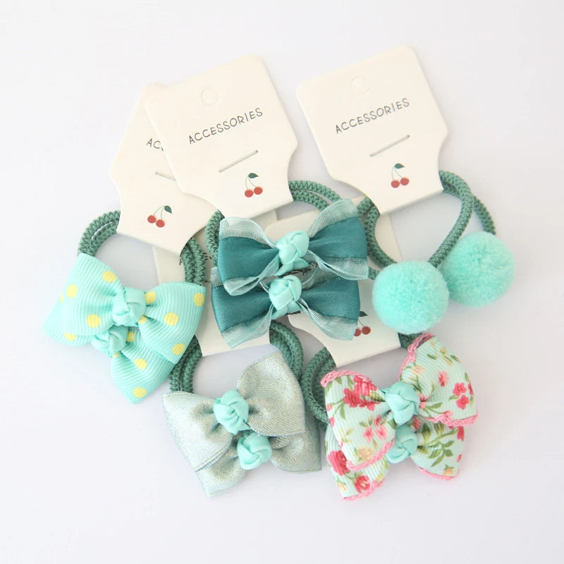 Set 10 Elastici per Capelli Bambina — Fiocchi e Nodi, 19 Colori
