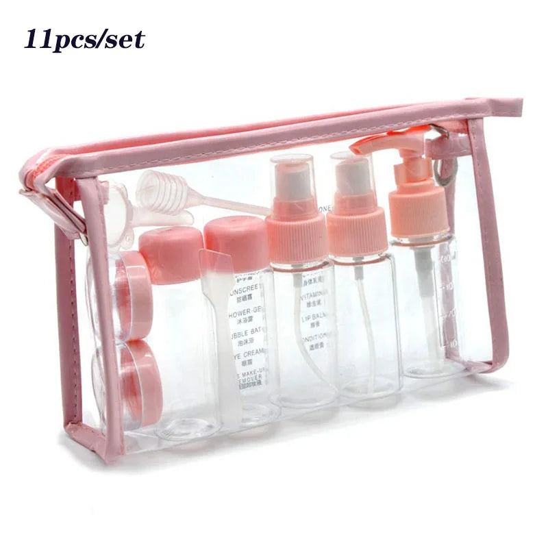 Set 11 Bottigliette da Viaggio Ricaricabili – Shampoo, Lozione & Gel Doccia