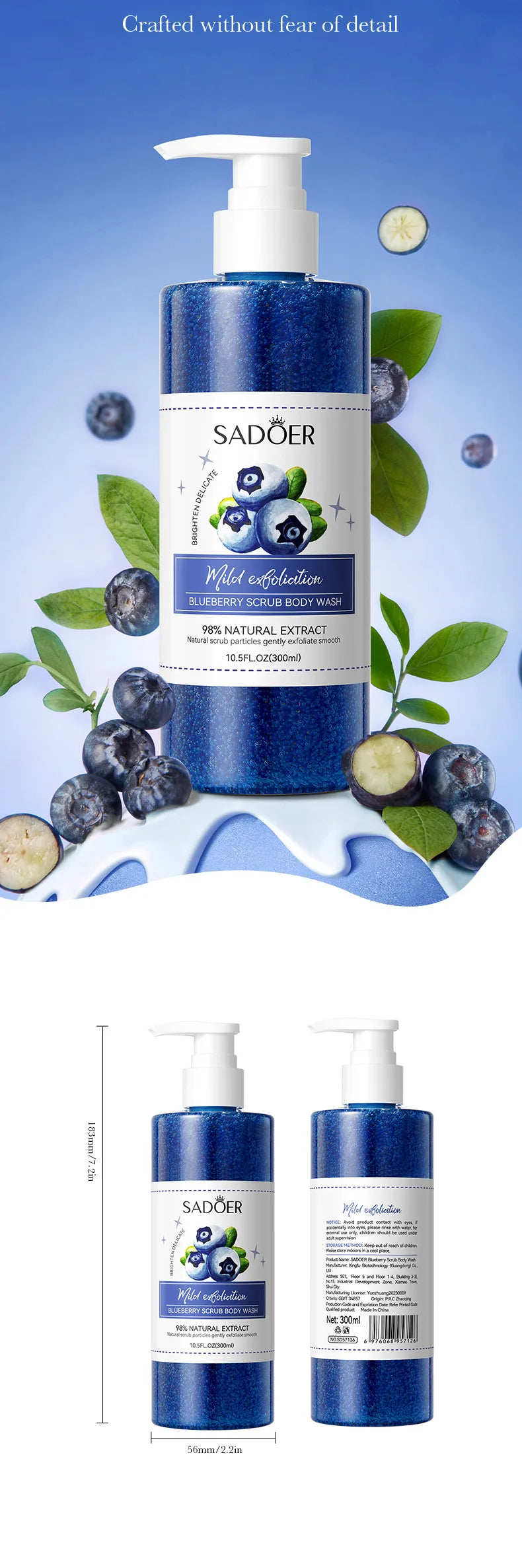 Gel Doccia Esfoliante 300ml – Scrub Naturale, Illuminante & Profumato | Donna