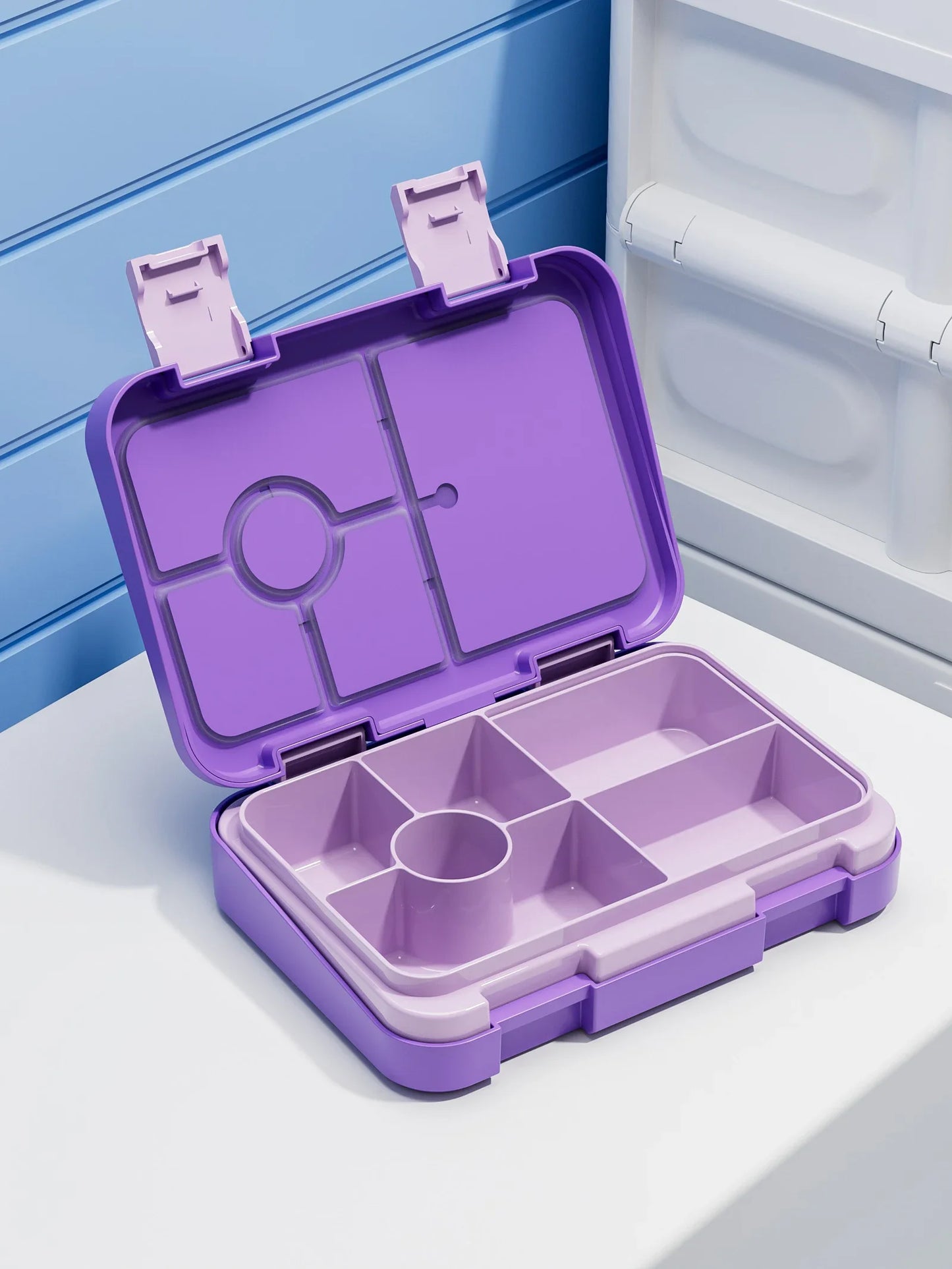 Bento Box per Bambini — Portapranzo 2 Livelli 5 Scomparti, Sicuro per Microonde, A Prova di Perdite