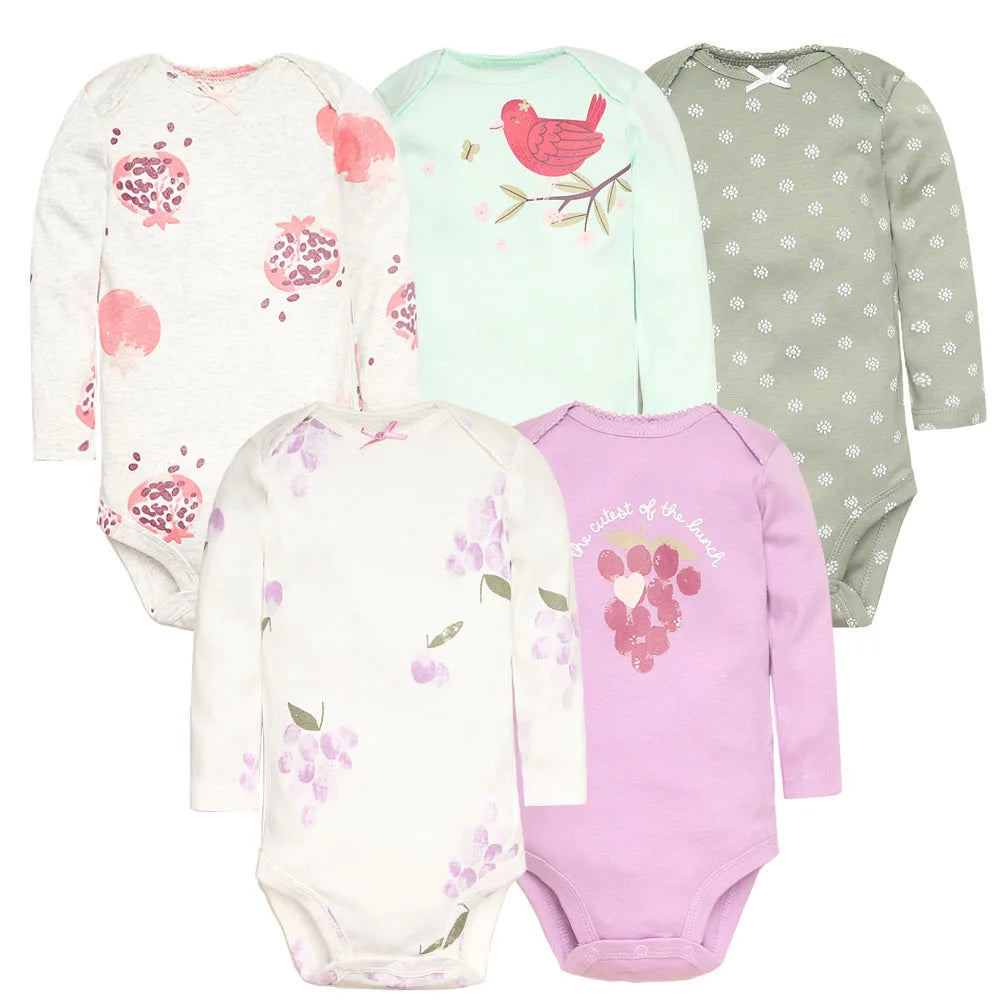 Tute per neonato 5 pezzi Set di vestiti per neonato Abbigliamento per bambina per bambino 100% cotone morbido per neonato Nuove tute per neonato in cartone animato