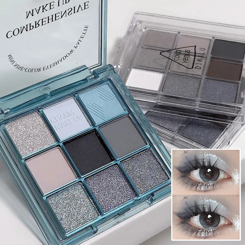 Tavolozza Ombretti 9 Colori — Matte, Glitter e Metallico