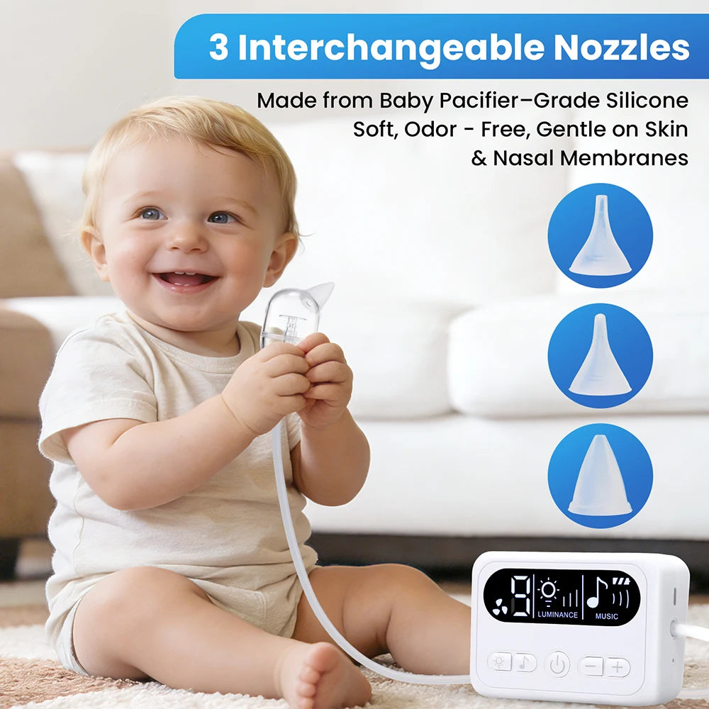 Aspiratore Nasale Elettrico per Neonati Ricaricabile con Musica Integrata, Comodo Dispositivo per la Pulizia del Naso dei Bambini
