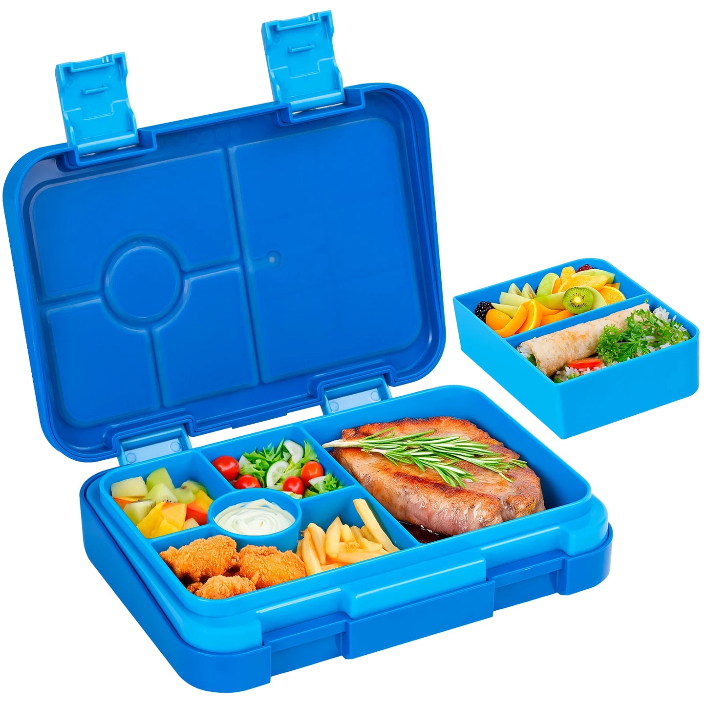 Bento Box per Bambini — Portapranzo 2 Livelli 5 Scomparti, Sicuro per Microonde, A Prova di Perdite
