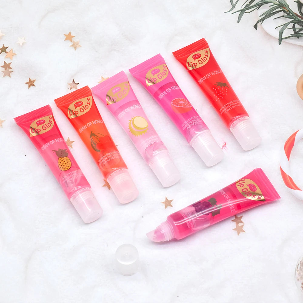 Set 6 Lip Gloss Fruttati – Olio Labbra Rimpolpante Ananas, Fragola & Uva