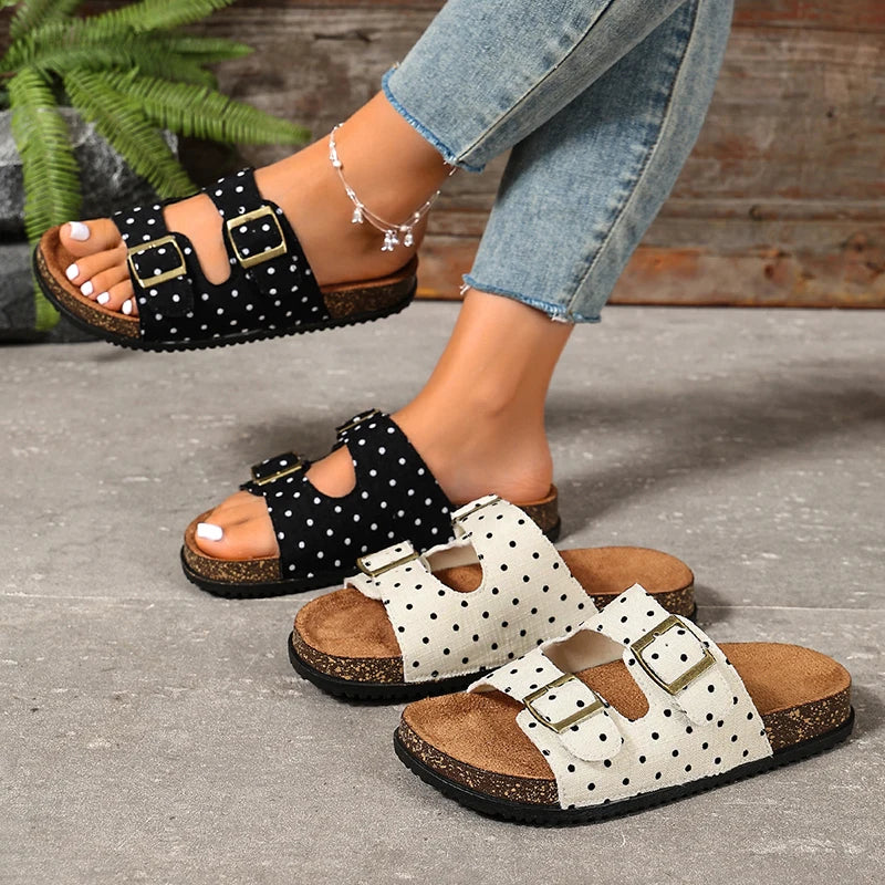 Sandali Birkenstock Vintage a Pois da Donna 2026, Moda con Doppia Fibbia e Suola Spessa, Zoccoli Donna Taglie Forti 43, Sandali Estivi