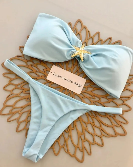 Bikini Push Up Donna | Set Costume da Bagno Sexy con Vita Alta e Scollo a V
