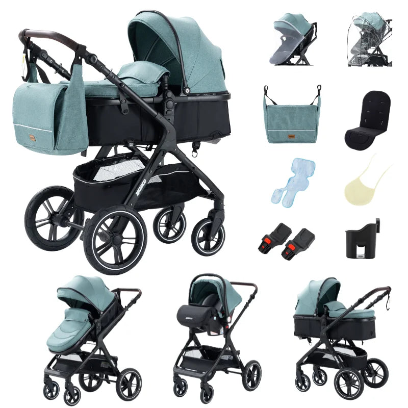 Passeggino 3 in 1 Estivo Traspirante con Seggiolino Auto | Telaio Alluminio