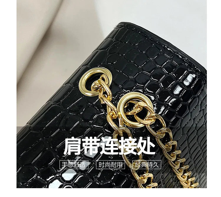 Borse a tracolla modello coccodrillo per donna Catene di moda Borsa quadrata Borsa a tracolla in pelle PU femminile Pochette per telefono quotidiana