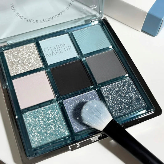 Tavolozza Ombretti 9 Colori — Matte, Glitter e Metallico