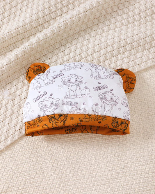 Set Estivo 3 Pezzi Neonato – Top, Pantaloni e Cappello Cartoon Lion | 0-18 Mesi