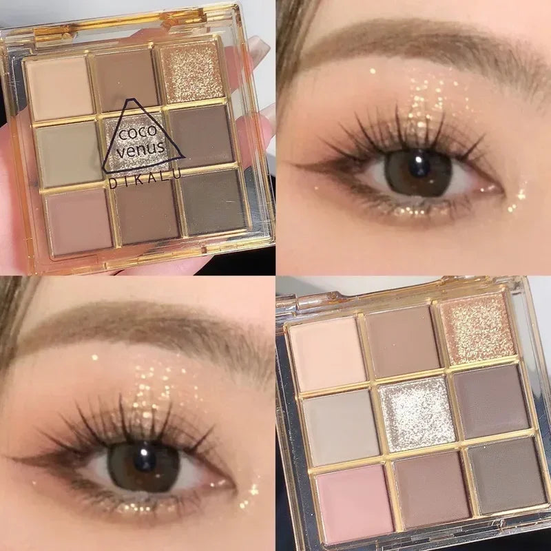 Tavolozza Ombretti 9 Colori — Matte, Glitter e Metallico