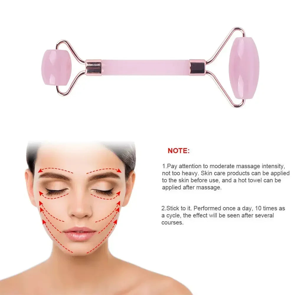 Set Rullo Massaggiatore Viso e Gua Sha — 3 Pezzi in Resina